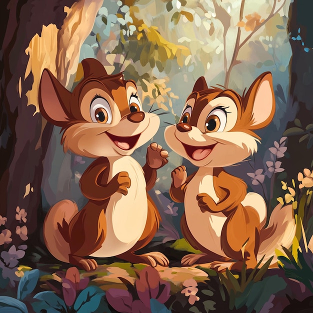 Chip and Dale cartoon background illustration