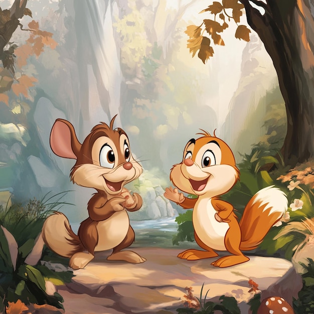 Chip and Dale cartoon background illustration