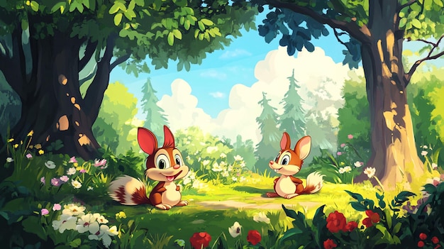 Chip and Dale cartoon background illustration