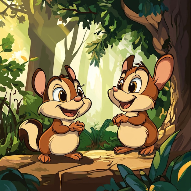 Chip and Dale cartoon background illustration