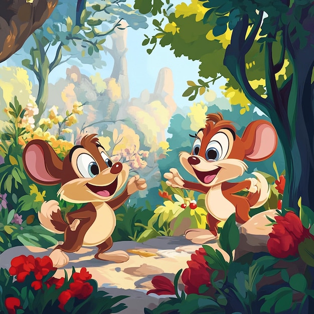 Chip and Dale cartoon background illustration