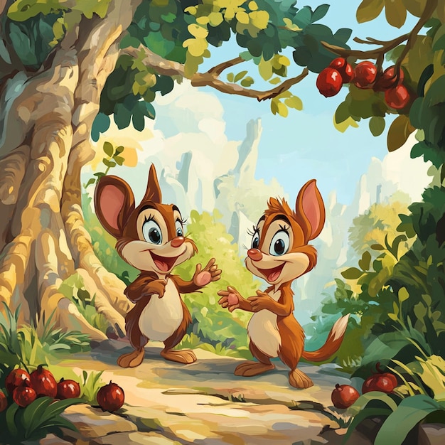 Chip and Dale cartoon background illustration