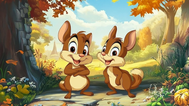 Chip and Dale cartoon background illustration