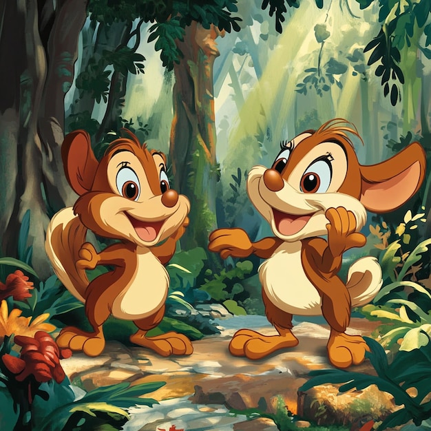 Chip and Dale cartoon background illustration