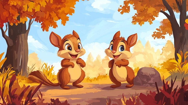 Chip and Dale cartoon background illustration