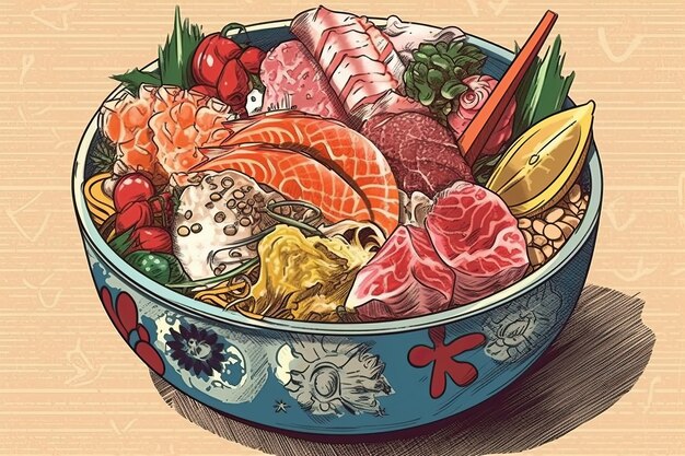 Chirashi zushi japanese sushi japanese food generative ai