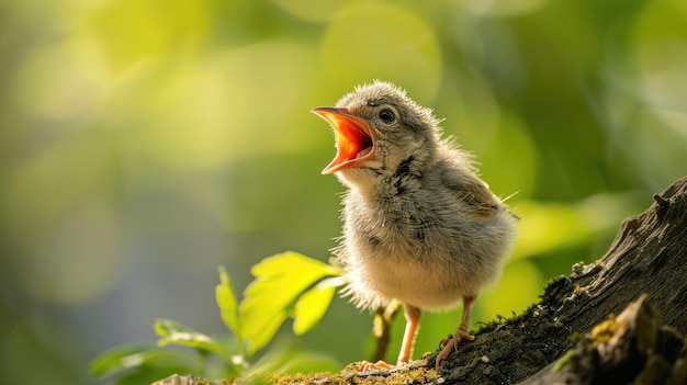 Chirping Hatchling in a Nesting Spot