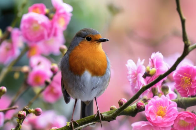 Chirpy Birds tree branch nature Generate Ai