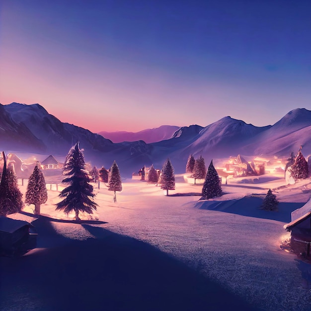 Chirstmas scenery wallpaper beautiful winter landscape with snow and pine trees