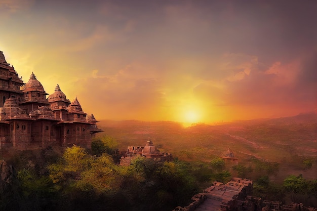 Chittorgarh Fort India The largest fort in India looks like a city lost in time digital art style