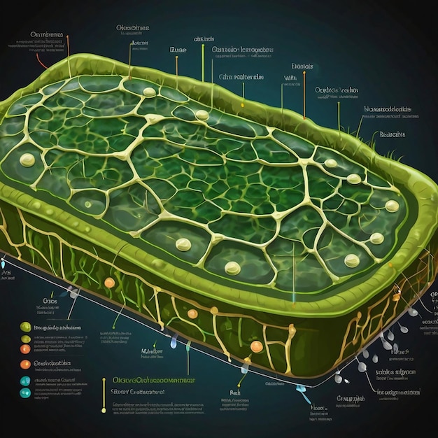 Photo chloroplast photosynthesis infographic elements chloroplast organelles structure within cells of plants