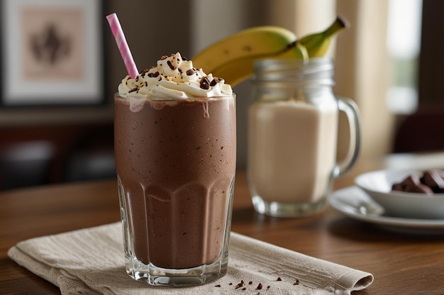 Photo chocolate banana milkshake