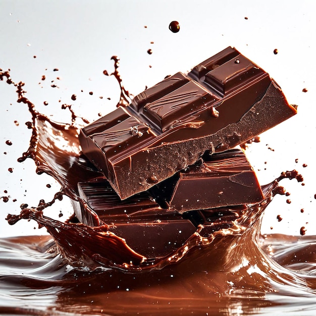 a chocolate bar is being splashed with water