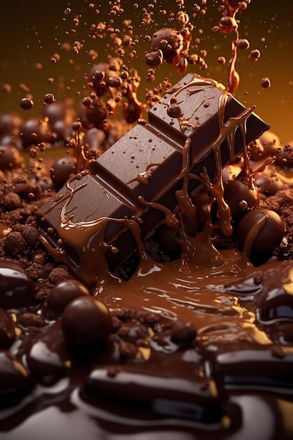 A chocolate bar is surrounded by chocolate and chocolate