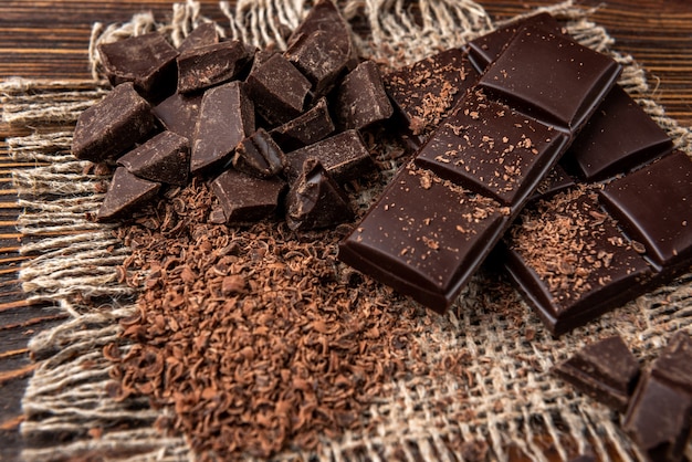 Chocolate bar on table