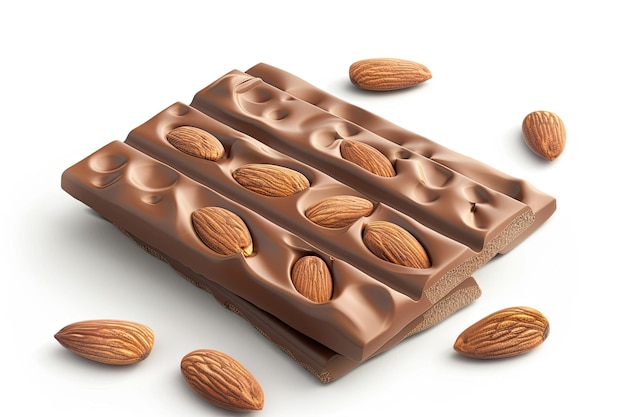 Photo chocolate bar with almond isolated