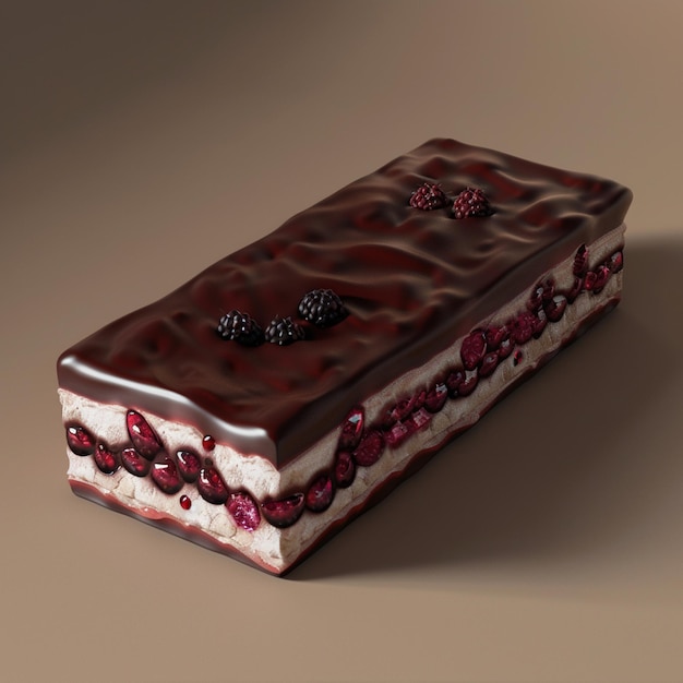 Photo a chocolate bar with a berry filling