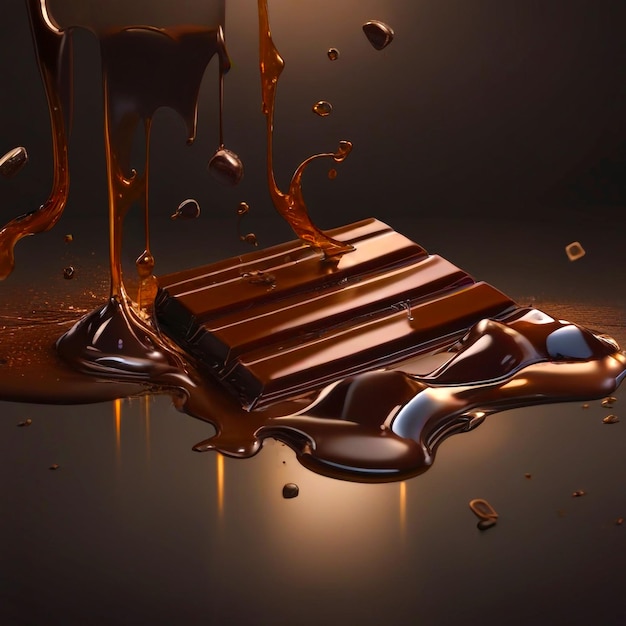 Chocolate bar with chocolate syrup dripping from it for world chocolate day