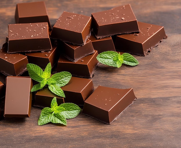 chocolate bar with mint sweet candy isolated food brown dessert