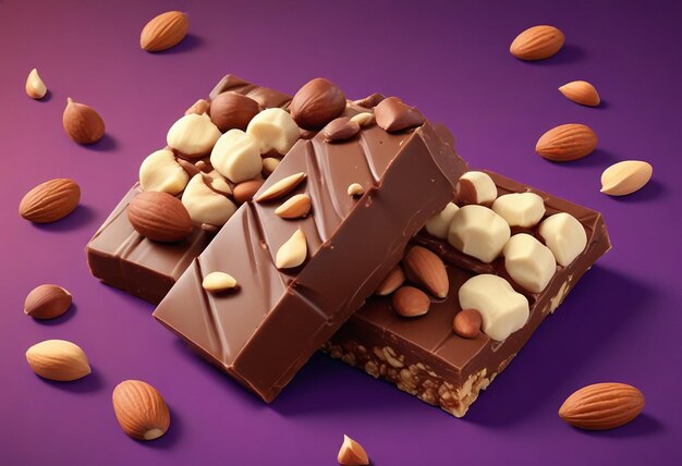 Photo a chocolate bar with nuts and almonds on it