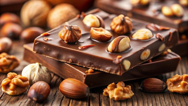 Photo a chocolate bar with nuts and nuts on it