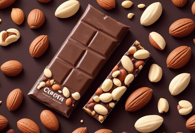 a chocolate bar with nuts and nuts on it