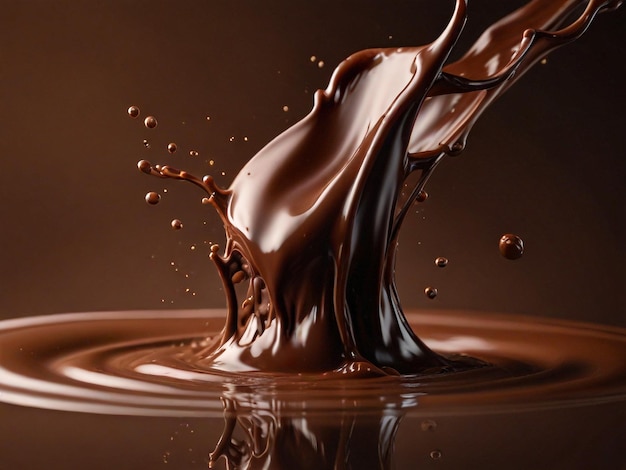 a chocolate bar with a splash of chocolate splashing in the background