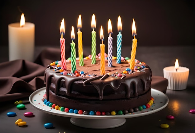 Chocolate birthday cake with candles Chocolate birthday cake with candles Birthday cake