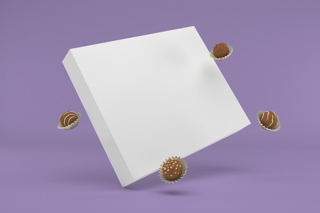 Chocolate Box Perspective Side In Purple Background