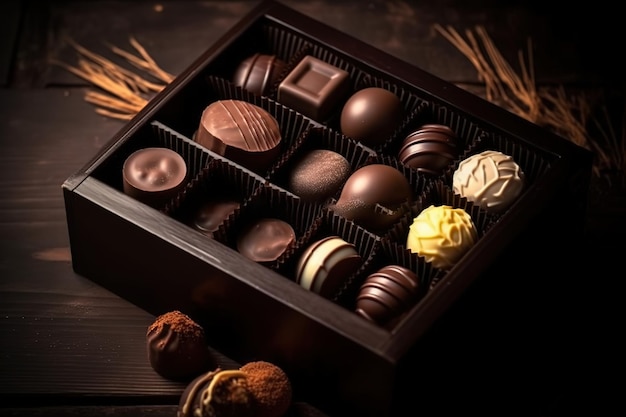 chocolate box with various chocolates inside