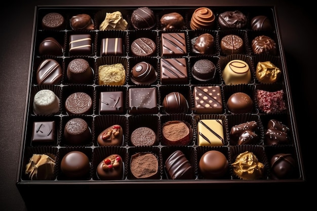 chocolate box with various chocolates inside