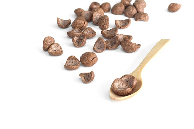 Chocolate breakfast cereal isolated