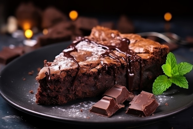 Chocolate brownie cake piece pie homemade pastries