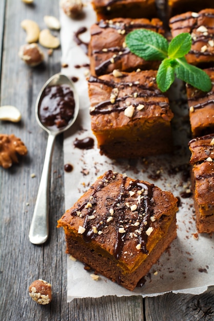 Chocolate brownie with pumpkin