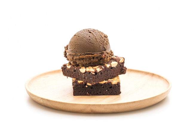 chocolate brownies with chocolate ice cream