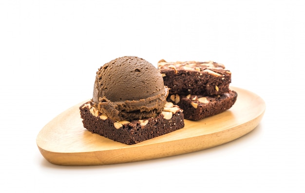 chocolate brownies with chocolate ice cream