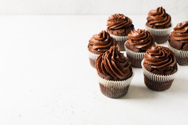 Chocolate cacao cupcakes holidays and happy birthday day concept