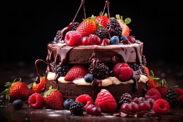 Chocolate Cake Delight with Berries