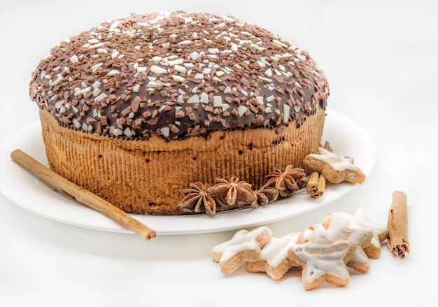 Chocolate cake isolated on white