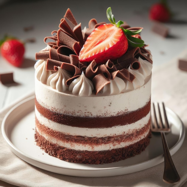 Chocolate cake on a table