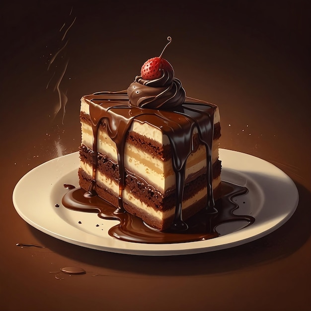 a chocolate cake with a cherry on top of it