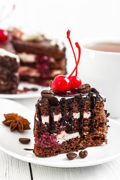 Chocolate cake with cherry