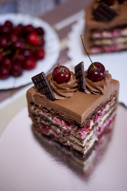 Chocolate cake with cherry