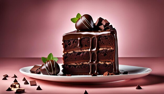 A chocolate cake with chocolate and chocolate on it 00062