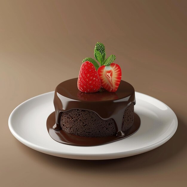 Photo a chocolate cake with chocolate frosting and strawberries on top