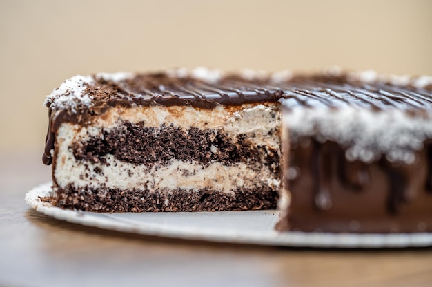 Chocolate cake with cream and frosting