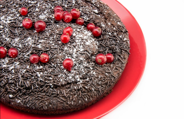 Chocolate cake with currants