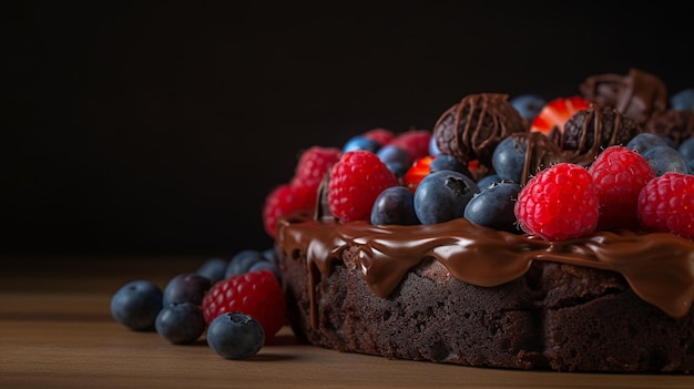 Chocolate cake with fresh berries a classic and indulgent dessert Generative AI image