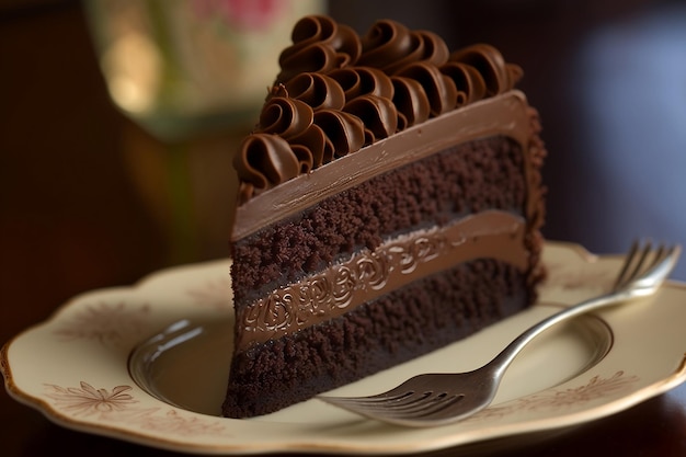 Chocolate Cake with Rich Chocolate Icing AI