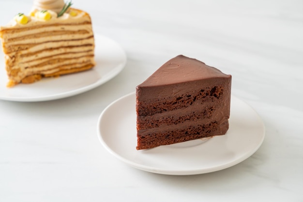 Chocolate cake with soft chocolate layer